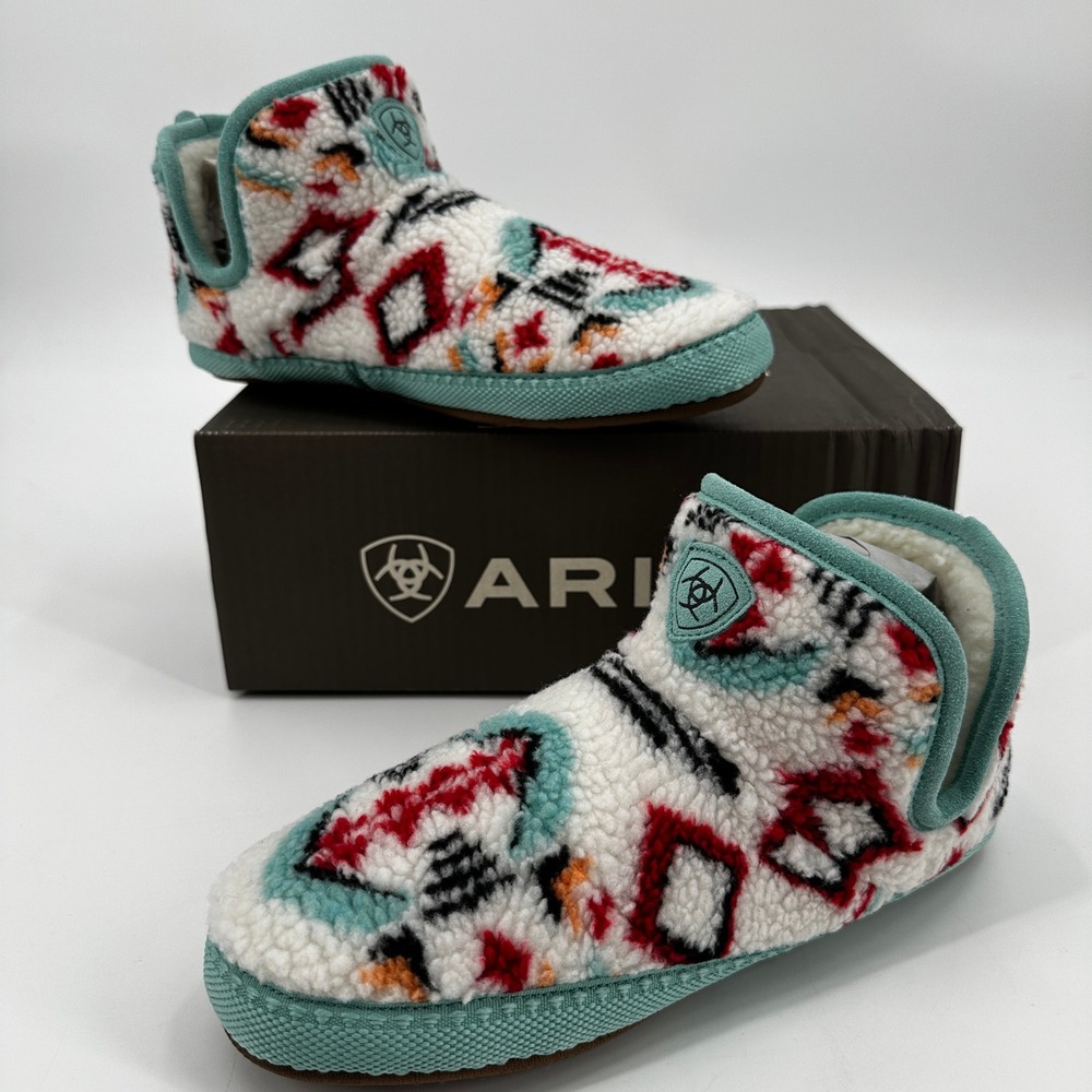 Ariat Women's Fleece‎ Booties Slippers Southwestern Cozy Indoor Outdoor Medium